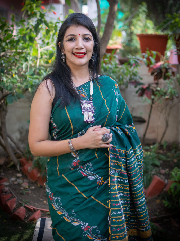 Pure Cotton Kantha Saree - Cherriscope
