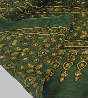 Ajrakh Print Green Cotton Saree - Cherriscope