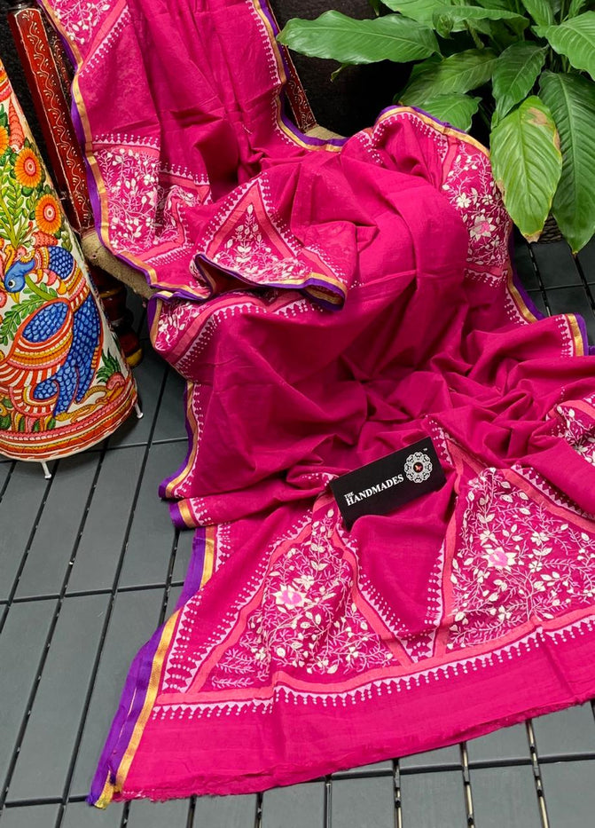 Mangalgiri Exclusive Pink Cotton Saree - Cherriscope