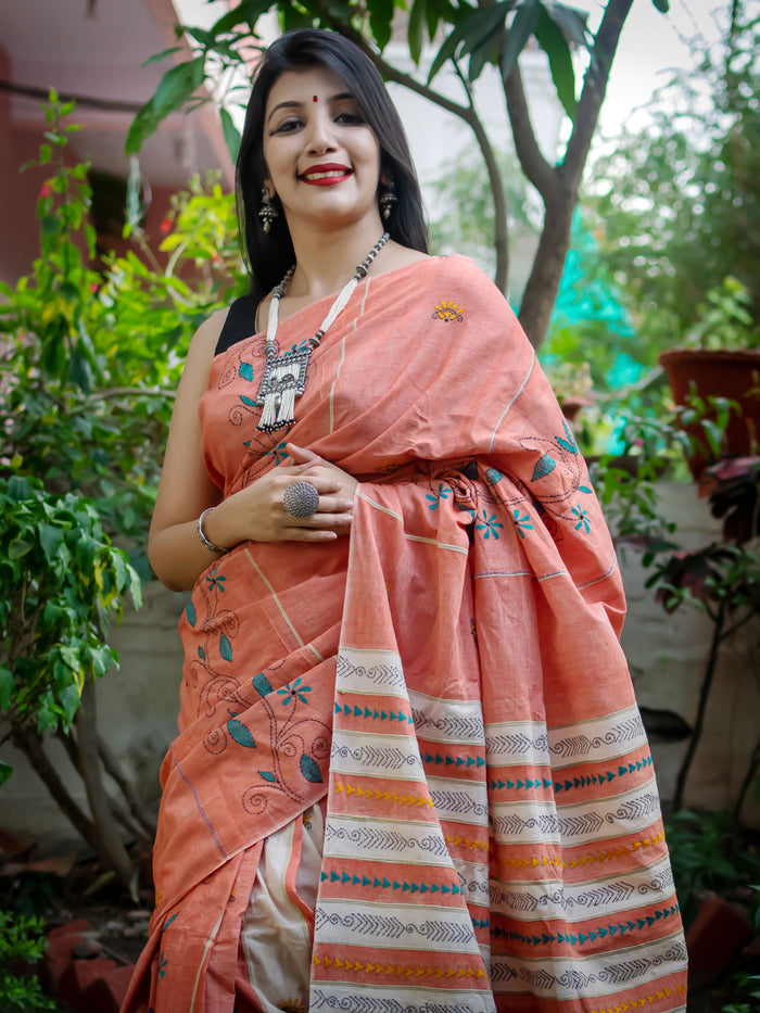 Pure Cotton Kantha Saree - Cherriscope